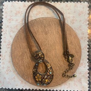 Y2K Lia Sophia Floral Gem Gold Necklace